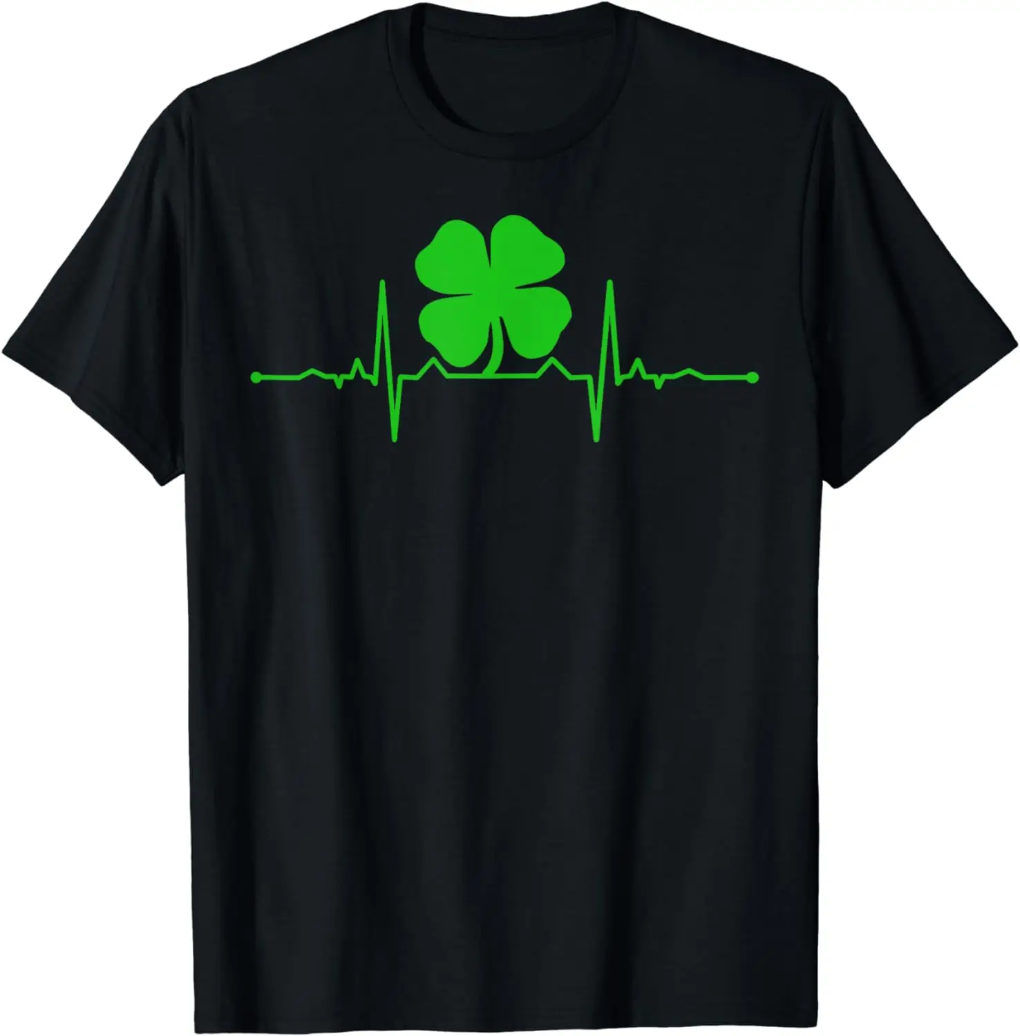 

Heartbeat Irish Clover T-shirt St. Patrick Shamrock T-Shirt for Men Women Holiday Graphic T Shirts Casual COTTON Four Seasons