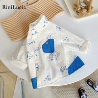 rinilucia spring long sleeve boys shirts casual lapel camisa cartoon blouses for children kids clothes baby boy shirt