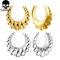 casvort 2pcs elegant wedding saddle ear tunnels gauges stainless steel ear plugs piercing jewelry for women expander stretcher