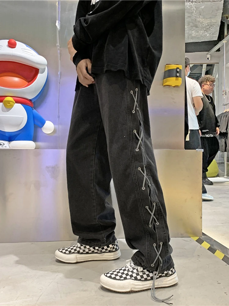 Four Seasons European and American Fashion Straight Loose Jeans High Street Y2k Men Jeans Trendy Streetwear Ins Hot Sale JEANS