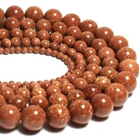 natural gold sandstone beads gemstone smooth round loose stone bead for jewelry charms bracelet making