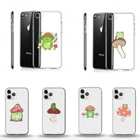 mushroom frog cute cartoon animal phone case transparent soft for iphone 12 11 13 7 8 6 s plus x xs xr pro max mini