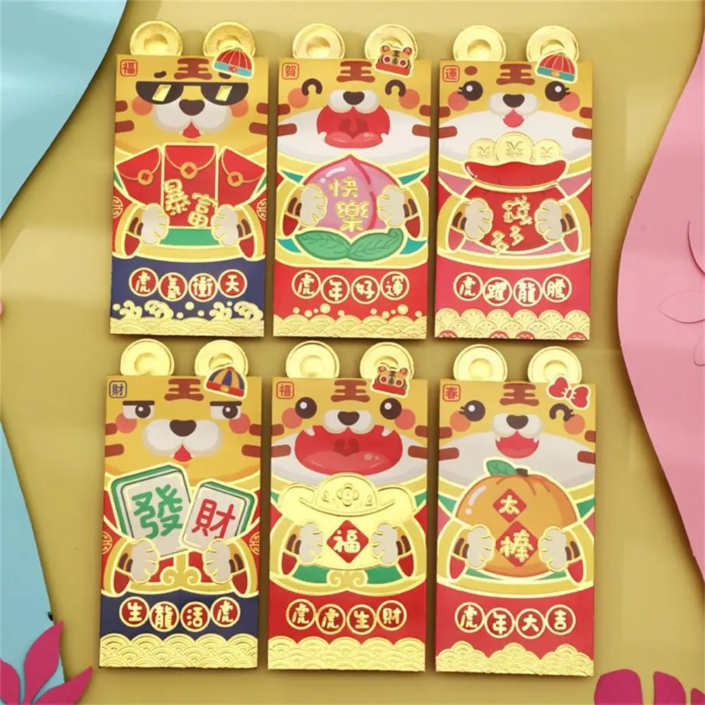 

6Pcs Lucky Pocket High Quality Convenient Tiger Pattern Cute Money Envelope for Friends Red Lucky Pocket Red Pocket