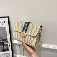2022 summer casual crossbody bags for women fashion straw shoulder bag chain strap vacation beach handbag ladies bag