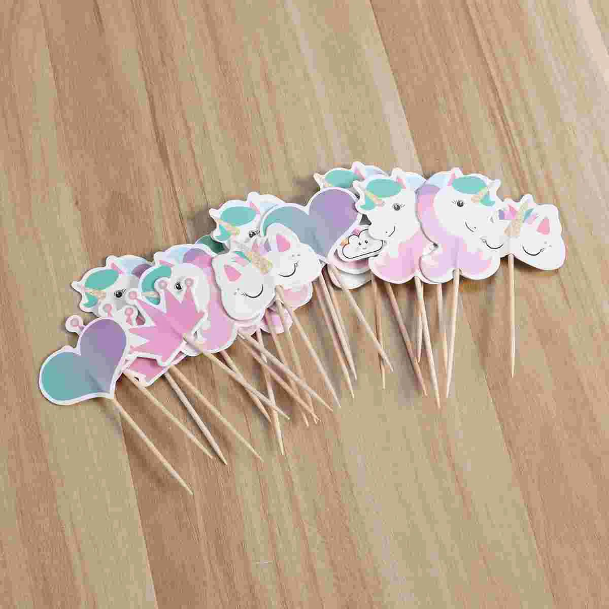 

24pcs Kids Birthday Party Rainbow Pick Cake Decoration