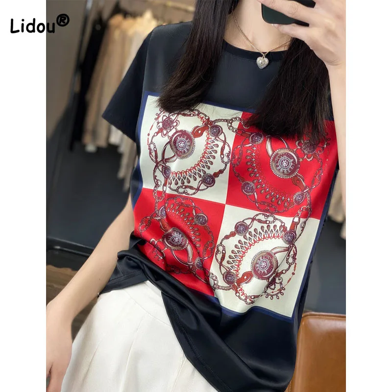 

Женская одежда, Соблазнительная футболка с принтом, летние корейские универсальные Повседневные Удобные топы с круглым вырезом и коротким рукавом