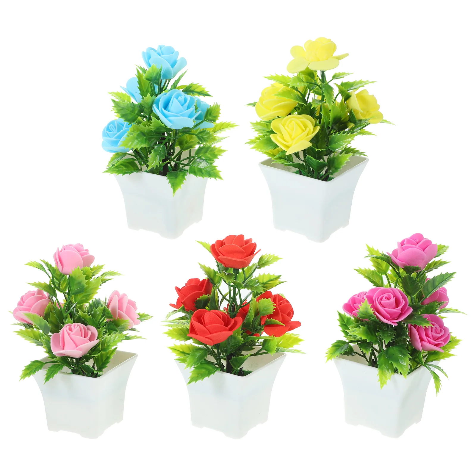 

5 Pcs Fake Flowers Artificial Potted Green Plants Simulated Plastic Simulation Desktop False