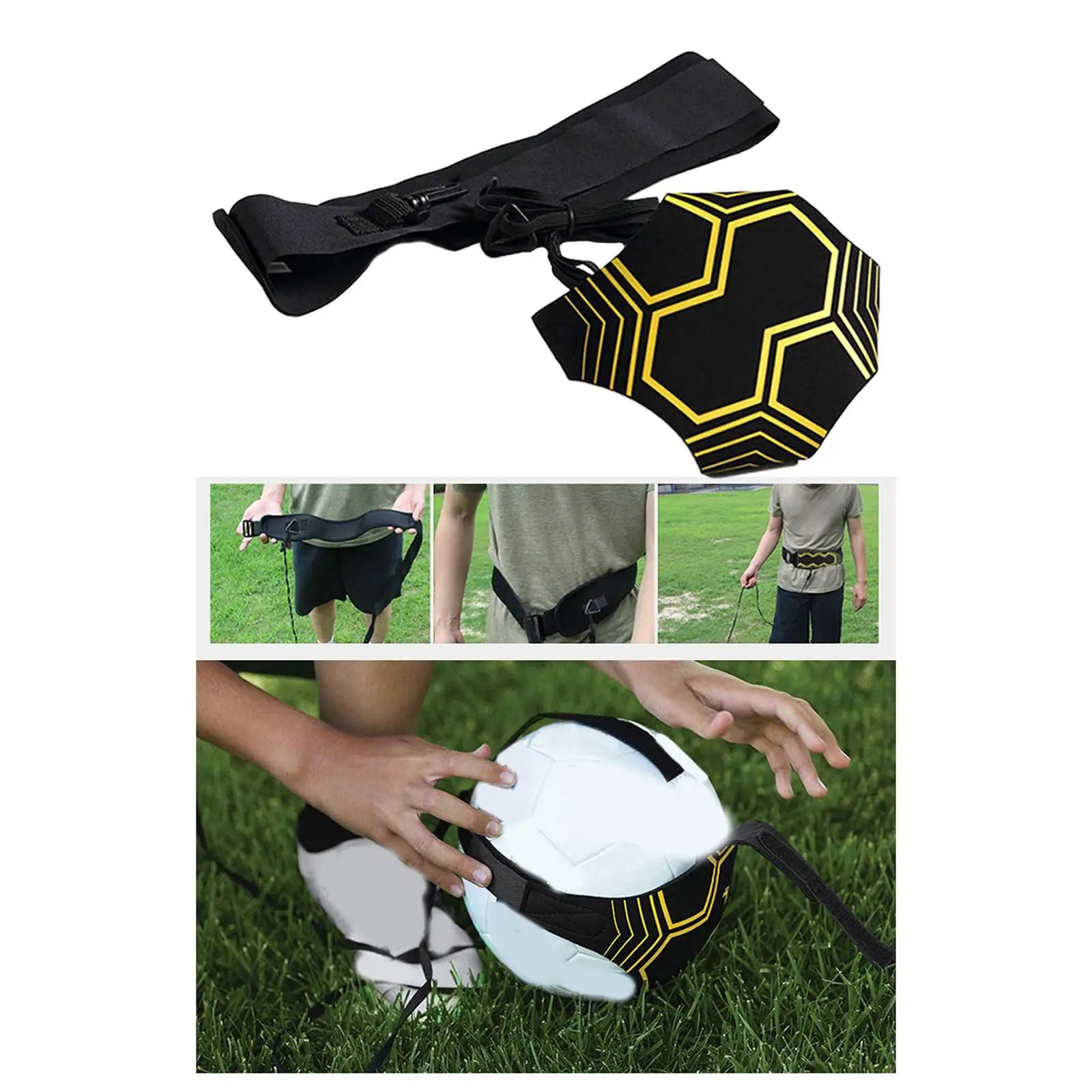 

Solo Soccer Trainer Control Skills Football Kick Practice Adjustable Waist Belt 1.5M Elastic Training Equipment Aid for Kids