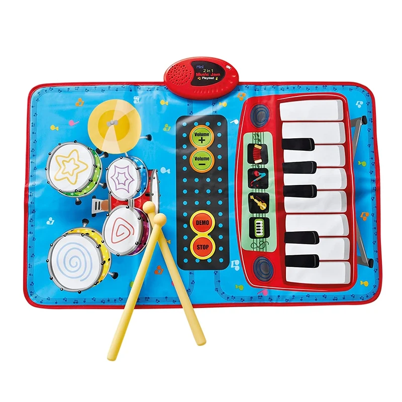 

Portable 2 In 1 Music Mat With Electronic Drum And Piano Keys Foldable Touch Instrument Mat Best Gift For Kids