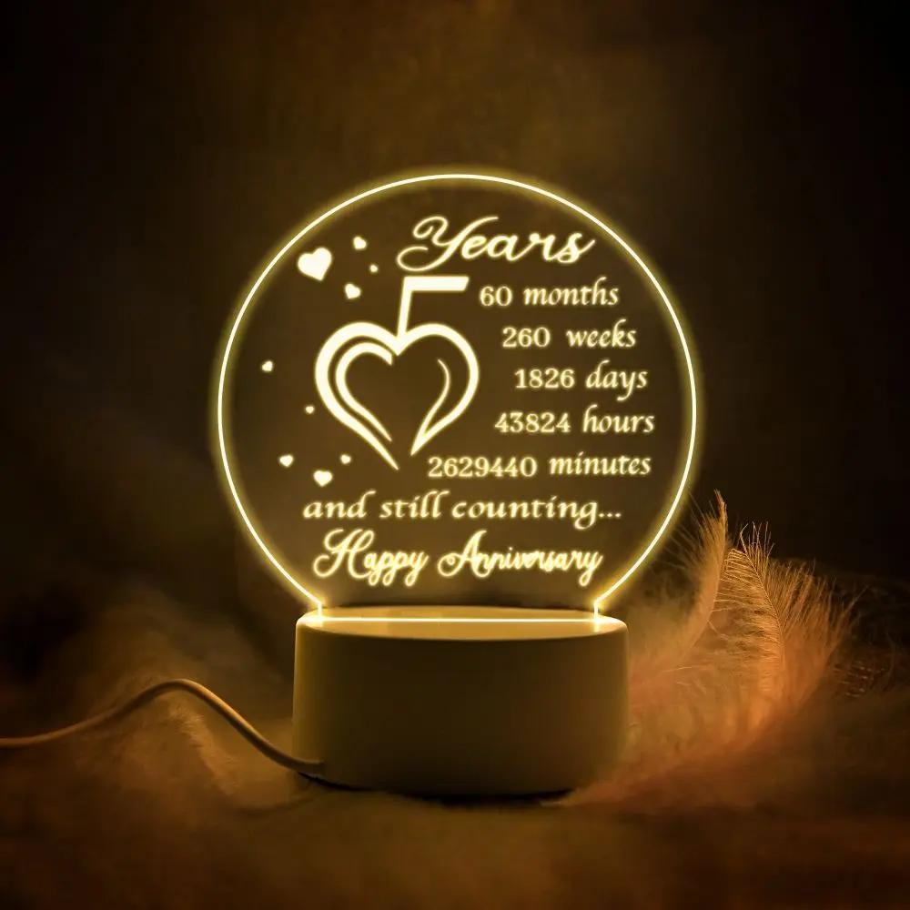 

Wedding Anniversary Gift Husband Wife Gifts Personalized Creative 3D Night Light Romantic Bedroom USB Decorative Night Lamp