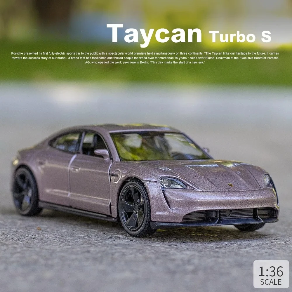 Фото 1:36 Taycan Turbo S автомобиль из металла, литая под давлением, имитация игрушечного автомобиля, модель автомобиля с откатным механизмом, игрушечный автомобиль из сплава для детей, подарки для мальчиков, литье под давлением №2