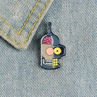 cartoon badges avatar christmas robot womens brooch brain enamel pin new year gift lapel pins friends jewelry fashion