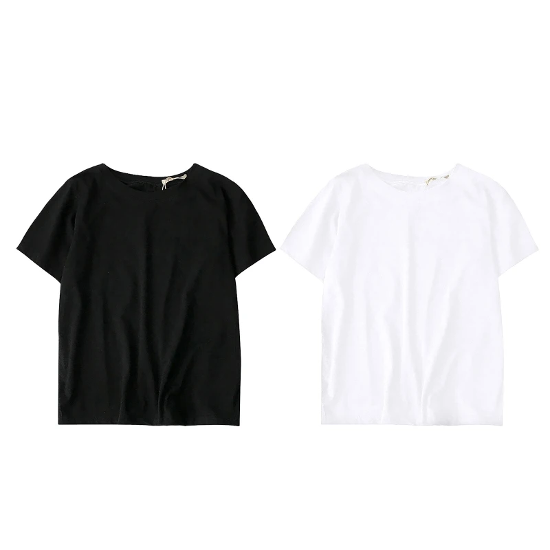 

Футболка женская однотонная с круглым вырезом и коротким рукавом