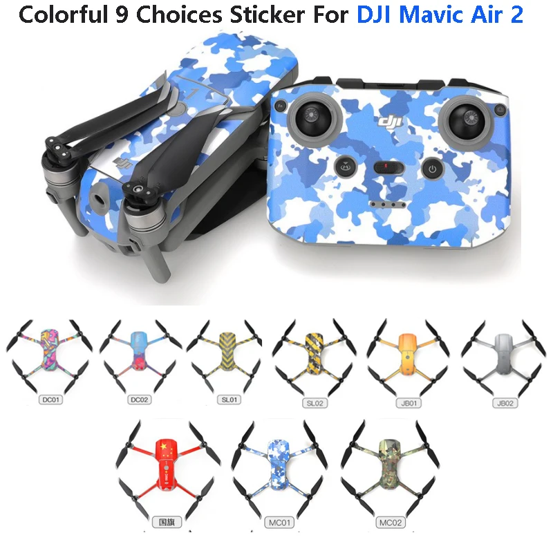 

Colorful Sticker for DJI Mavic Air 2 Skin Sticker Drone Body Remote Controller Protection Scratch-resistant Stickers Fully Cover