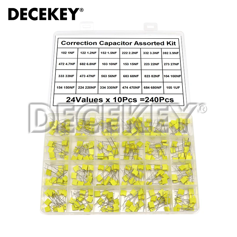 240 шт. комплект корректирующих конденсаторов 24 значения x 10 100 В 102J-105J набор