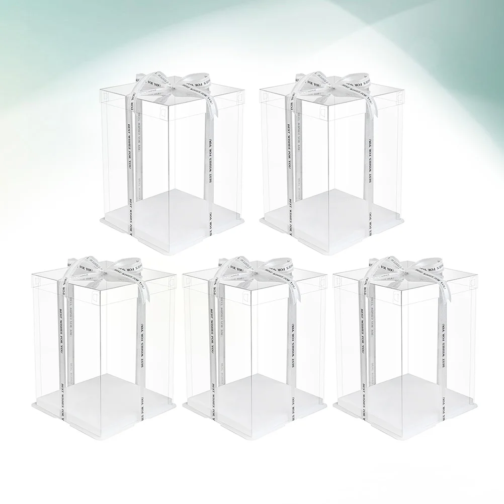 

5 Pcs Wedding Cake Stand Tall Cake Box Dessert Box Cake Packaging Transparent Gift Box Boxes Window