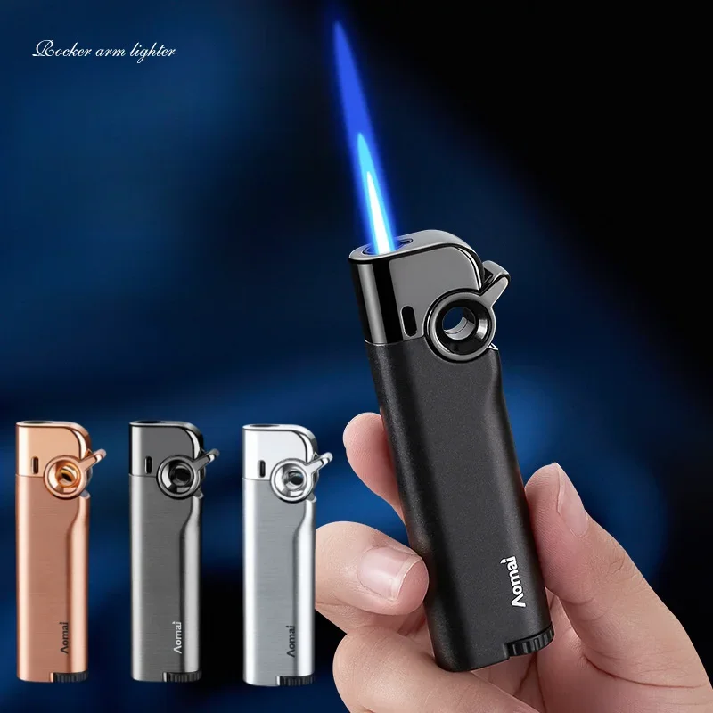 Фото Новая портативная газовая зажигалка AOMAI Rocker Arm Ignition Torch, металлическая, ветрозащитная, заправляемая, для сигар и сигарет, Smoki №1