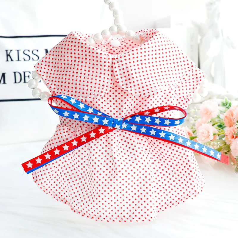 

Pentagram Bowknot Skirt Dog Clothes Print Dress Dogs Clothing Fashion Kawaii Art Pet Costume Soft Spring Summer Ropa Para Perro