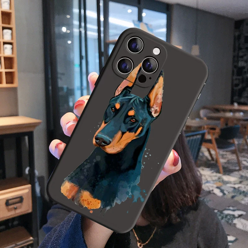 Черный чехол Doberman с изображением животных собаки для iPhone 11 12 13 Pro Max X XS XR 7 8 Plus 6S 13Mini