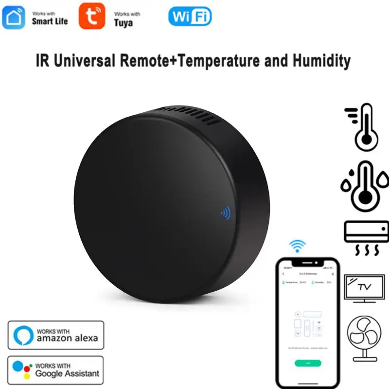 

Tuya WiFi 3 In 1 IR Universal Remote Controller + Temperature And Humidity Sensor Tuya/Smart Life App Voice Control Work Parts