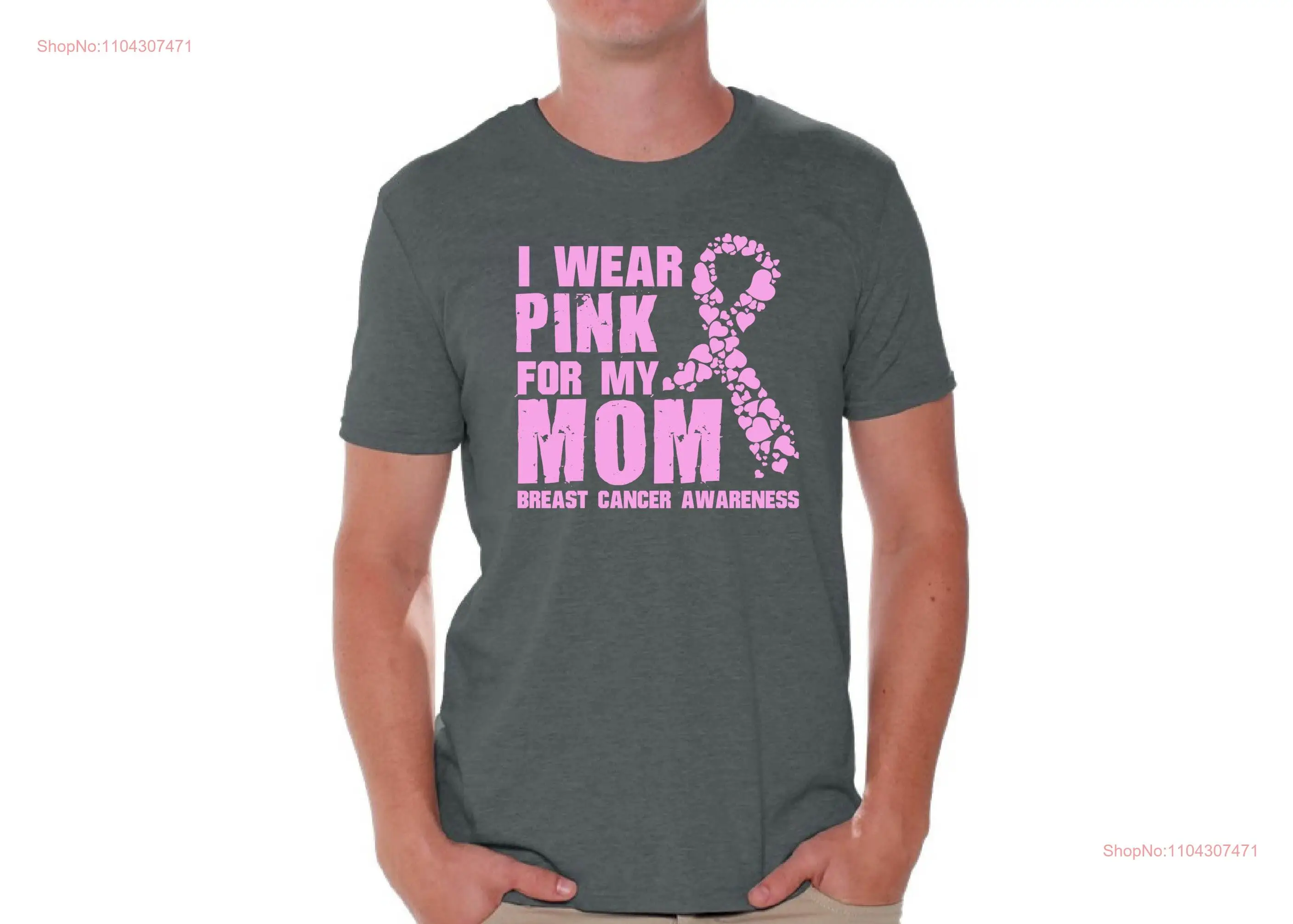 Футболка I Wear Pink For My Mom с информацией о раке мужская футболка длинными или