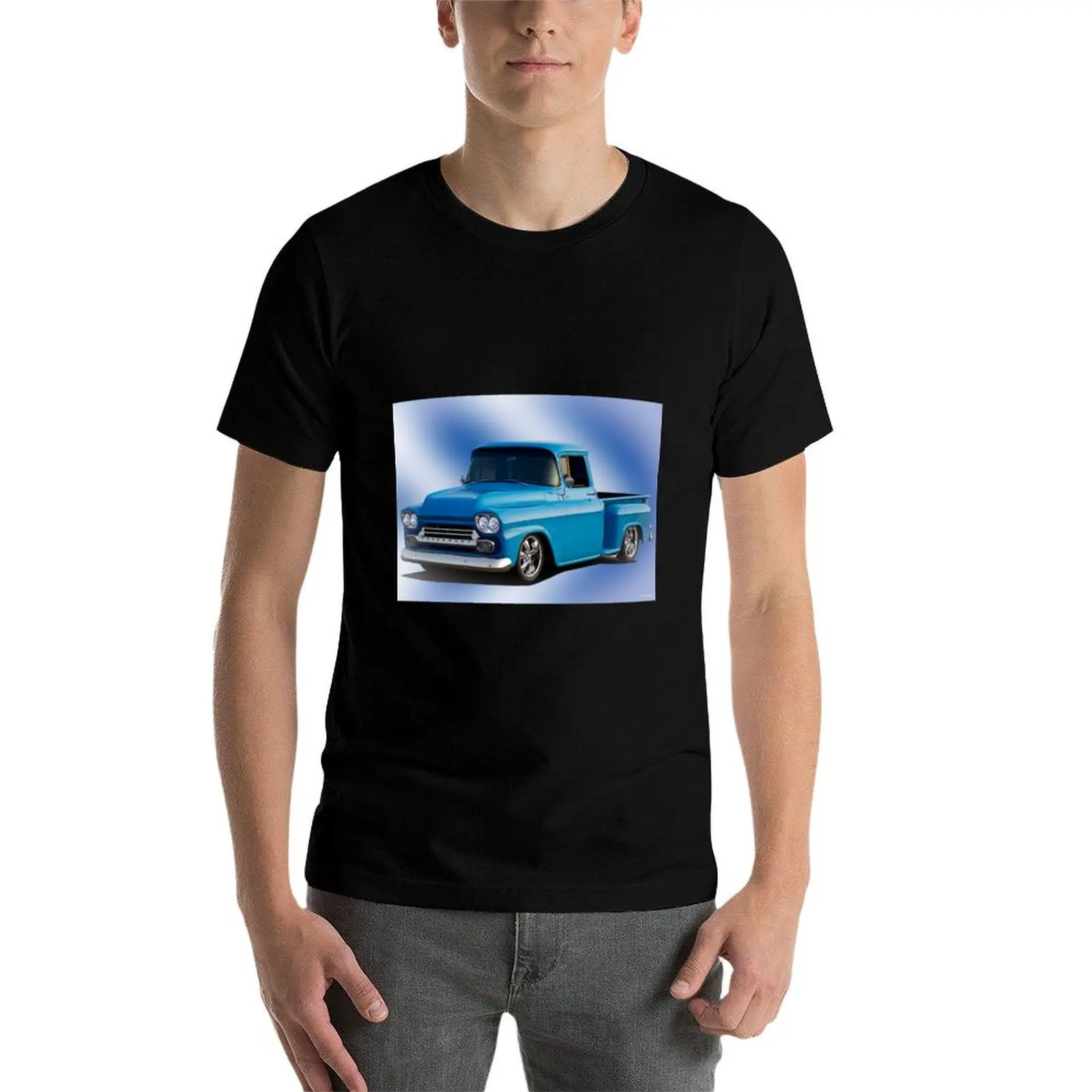 Фото Футболка Stepside Pickup 1959 года Chevrolet 3100, одежда на день Святого Валентина, мешковатые рубашки, футболки, мужские хлопковые футболки большого размера №4