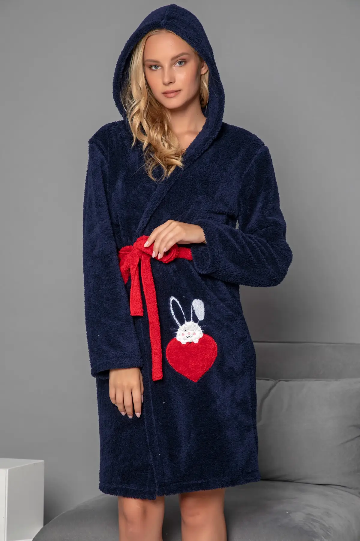 

Women Navy embroidered dressing gown Welsoft 1812-P Dressing Gown