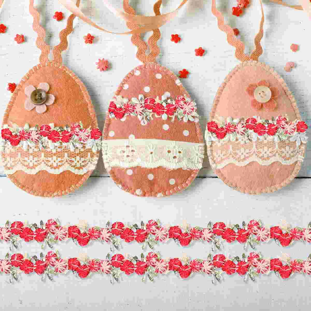 

4.5m Rose Lace Trim Hair Decoration Purple Roses DIY Wedding Appliques for Sewing Craft (Dark Red)