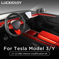 for tesla model 3 y car interior accessories model3 2022 decorative dashboard console steering wheel armrest box air outlet set