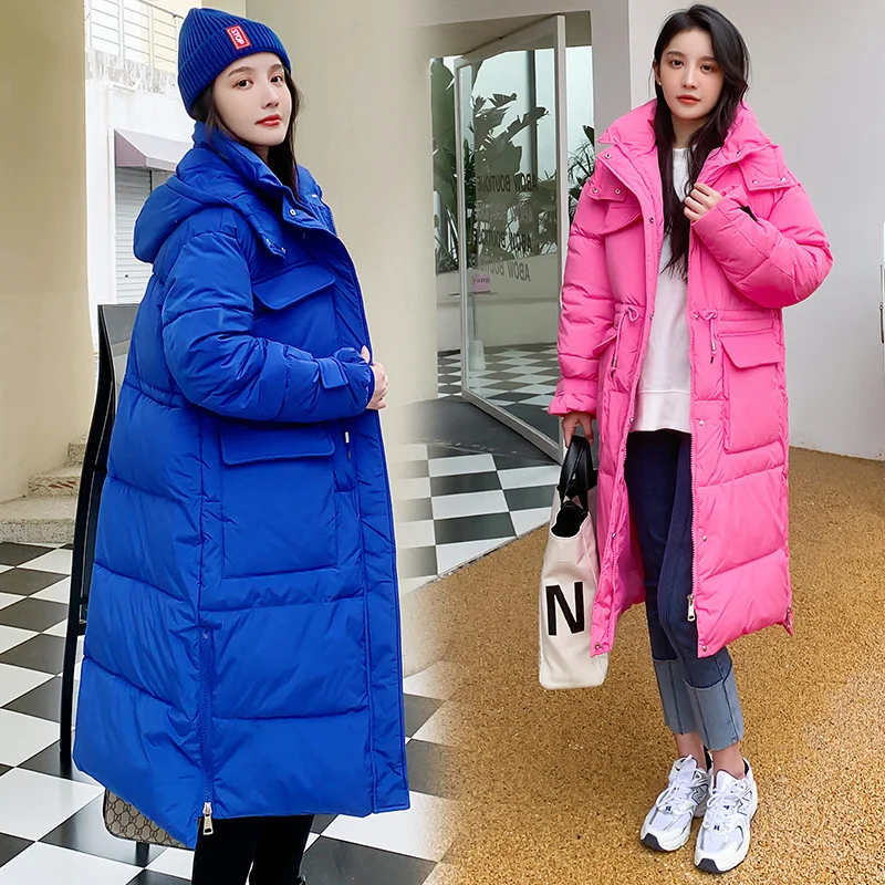 2022 New Winter Jacket Women Parka Fashion Long Coat Hooded Parkas Loose Warm Snow Wear Cotton Padded Winter Clothes