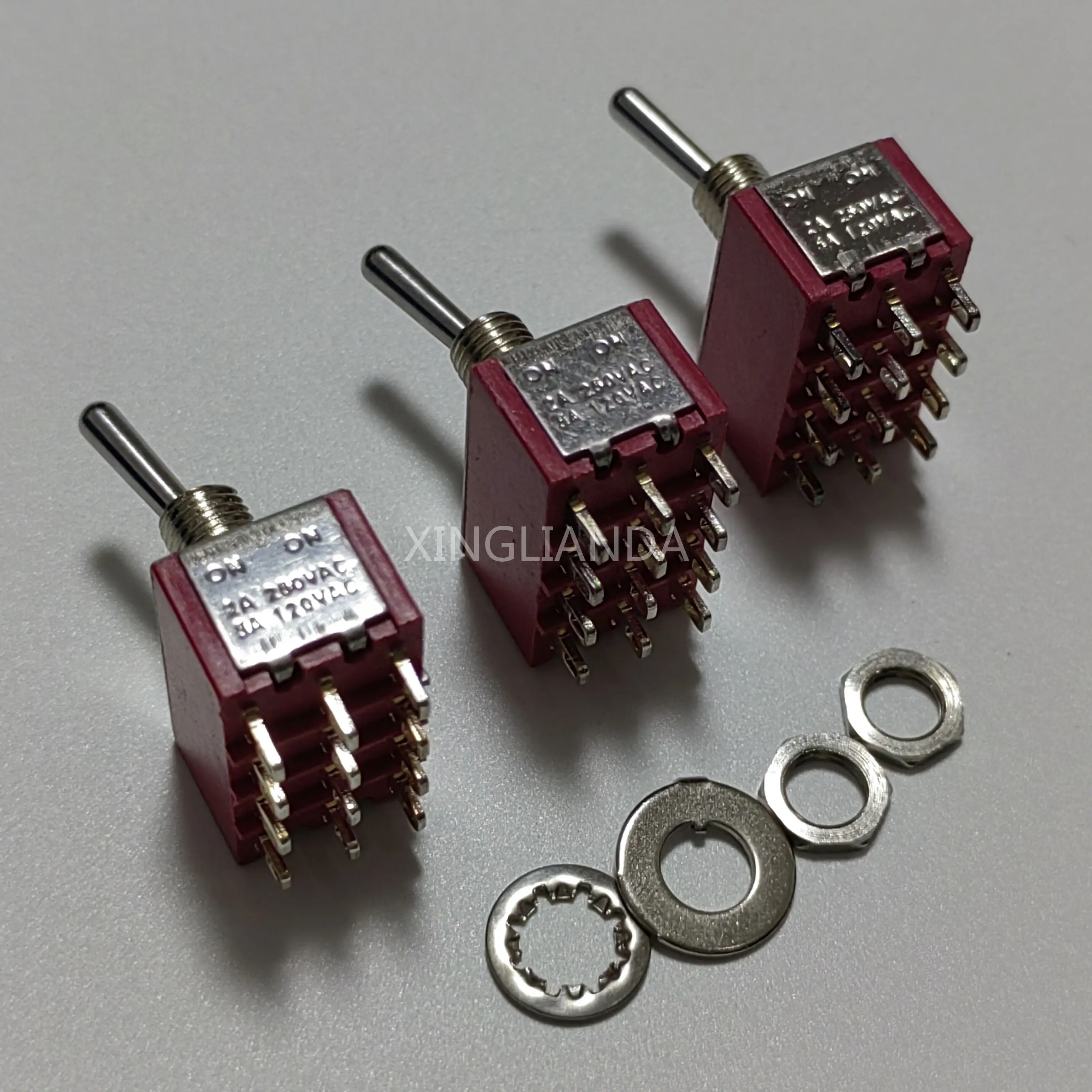 Регулируемый переключатель 6 мм однополюсный двухполюсный SPDT ON-ON 120VAC 6A 1/4 дюйма