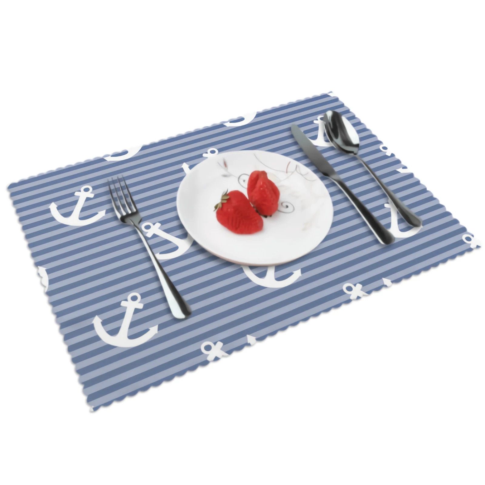 

White Anchor Placemats for Dining Table 12 x 18 inches Heat Resistant Table Placemats Set of 4 for Kitchen Dining Table