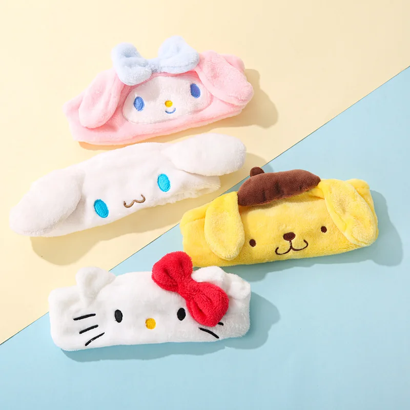 

Kawaii Sanrioed Anime Cartoon series Cinnamoroll Kt Kuromi My Melody Plushie Soft Stuffed Animals Headband Doll Toys Xmas Gift