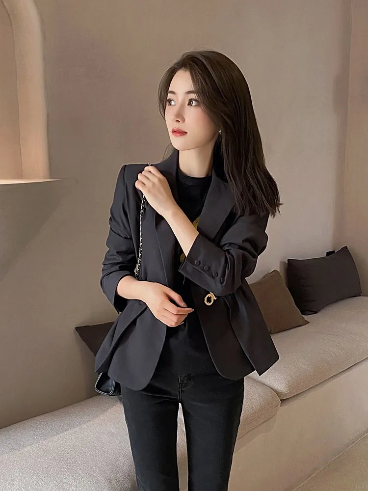 

A Jacket women's solid color casual all-match thickening autumn and winter slimming loose slim hooded buttons