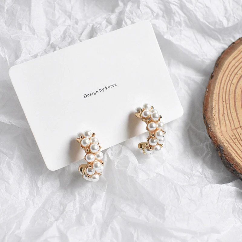 

SHANGZHIHUA2022 European And American Popular New Alloy Material Irregular Shape Inlaid Pearl Earrings For Women'S Gifts