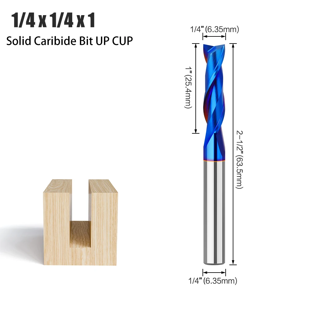 

1/4 "хвостовик прямой фрезы с синим верхом из сплава, вращающееся дно, вращающаяся фреза для обрезки, карбид вольфрама, деревообрабатывающая фреза