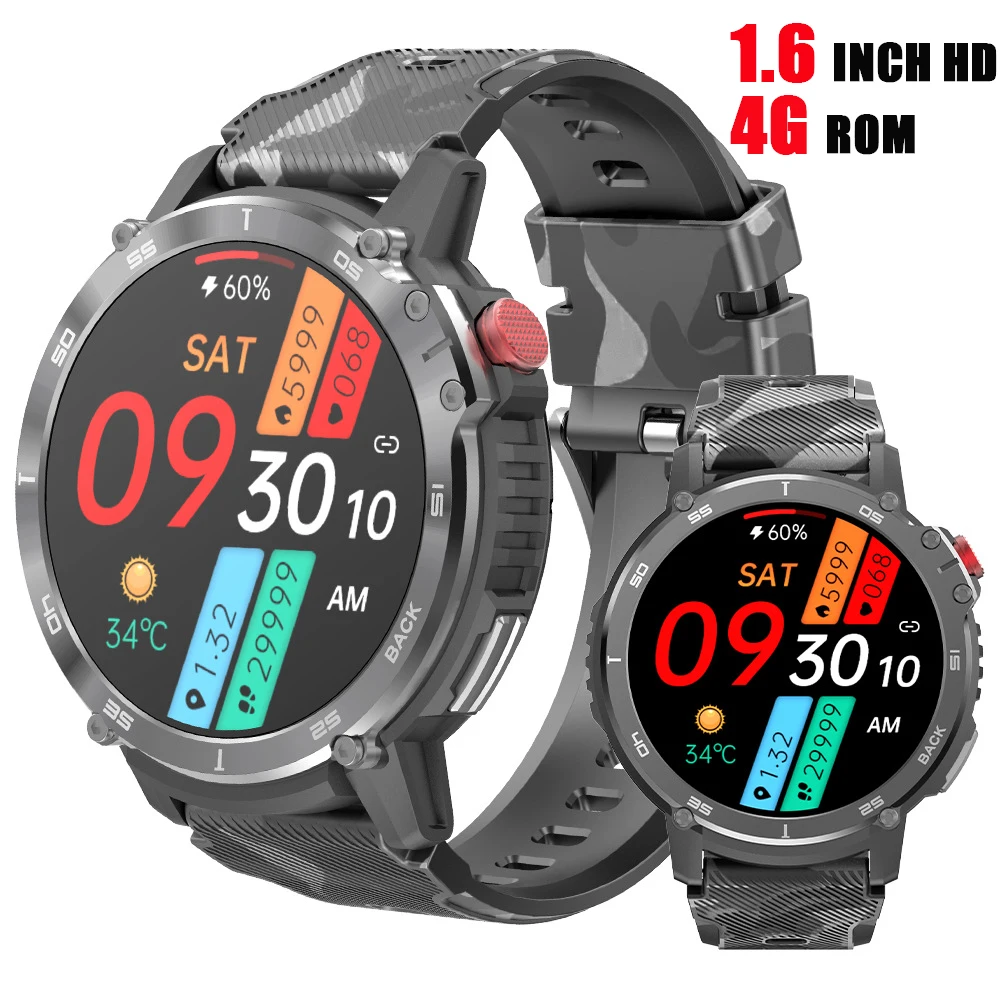 

C22 smart watch for men 4G ROM 1G RAM 400mAh fitness sports watches 3ATM waterproof Bluetooth call smartwatch 1.6inch For xiaomi