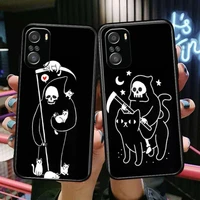 death rides black cat phone case for xiaomi redmi 11 lite pro ultra 10 9 8 mix 4 fold 10t black cover silicone back prett