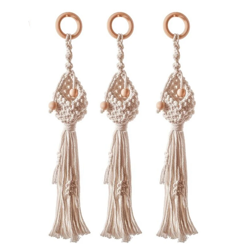 

3 шт., подвесная корзина из хлопка и льна