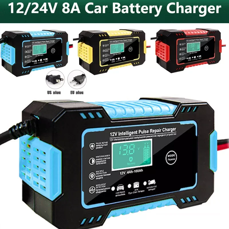 

Car Battery Charger 12V 6A Intelligent Fast Charging Pulse Repair Type Full Auto-Stop Dual-Mode Lead Acid for Motorcycle