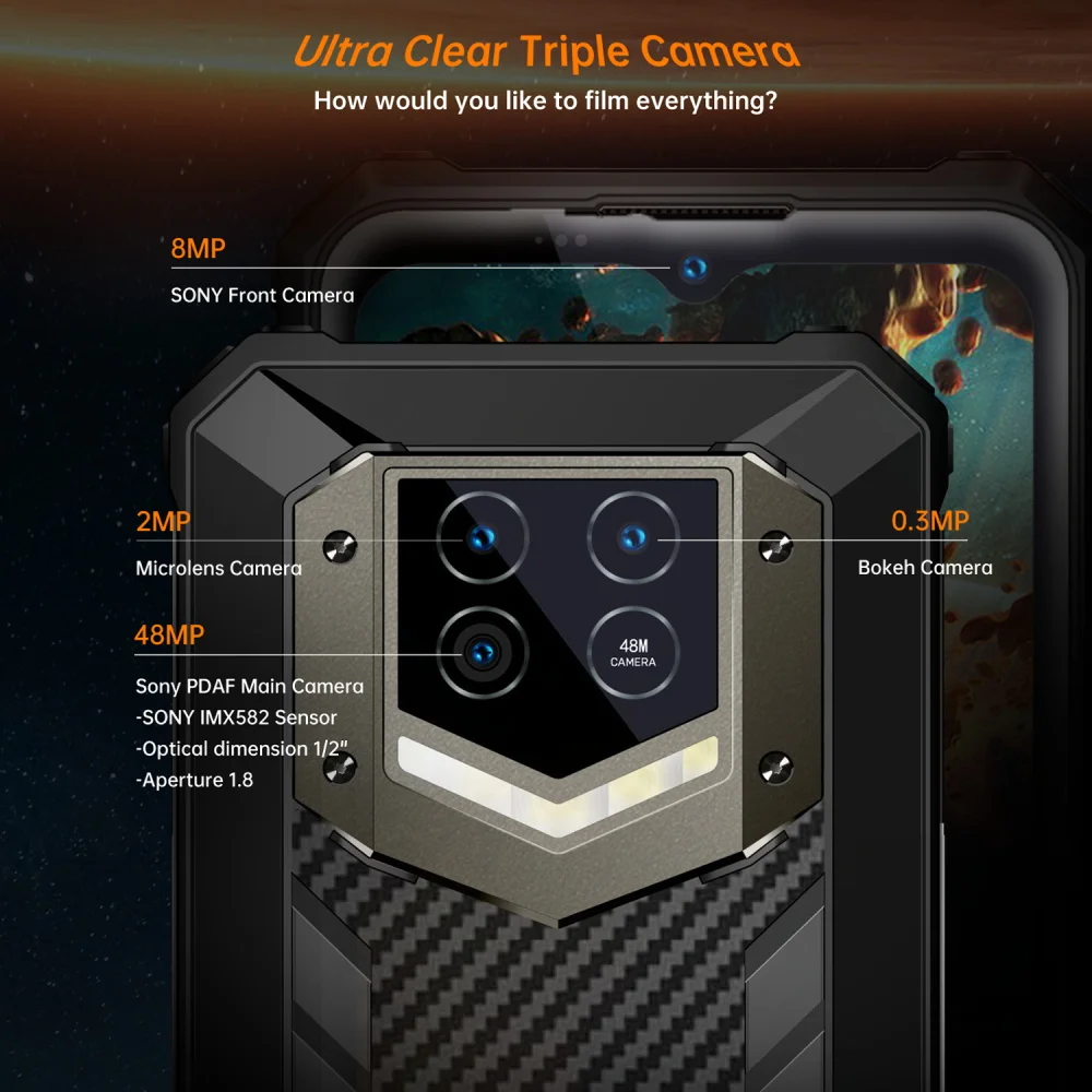 Oukitel WP15 Rugged Phone 15600mAh 8GB+128GB 6.5