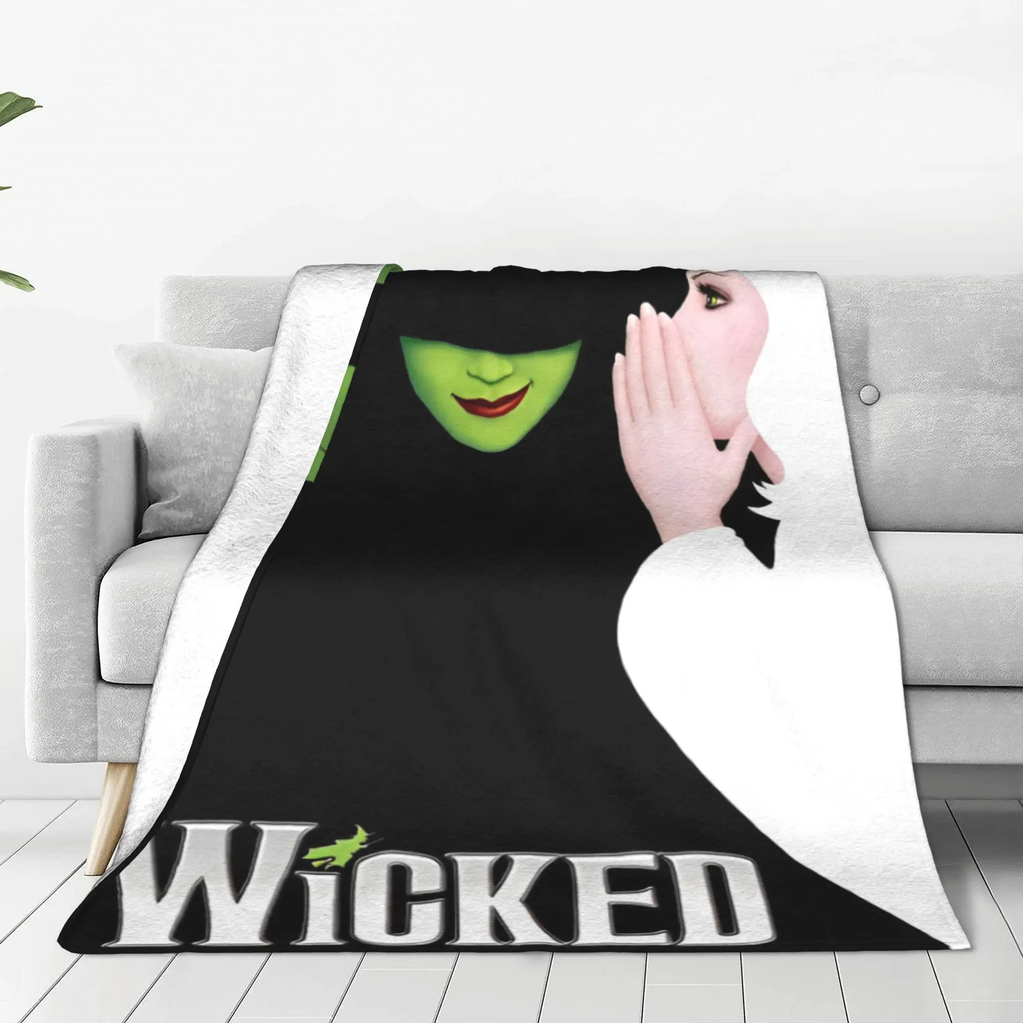 Тональное вязаное одеяло Wicked Elphaba &amp Glinda фланелевое с волшебным фильмом мягкое