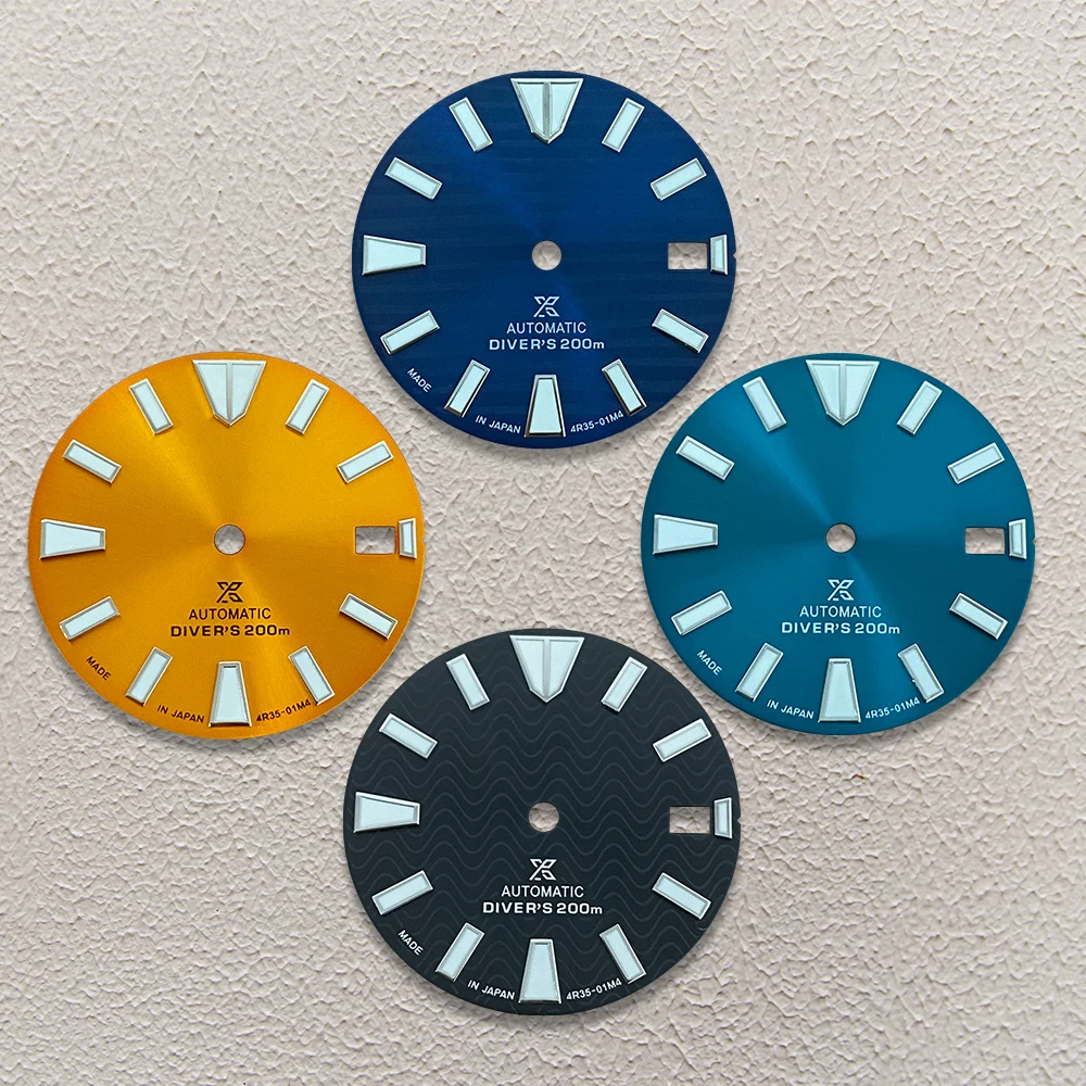 

28.5mm S Logo Wave Stripe Dial For NH35/NH36/4R/7S Automatic Movement Green Luminous Watches Modification Accessories