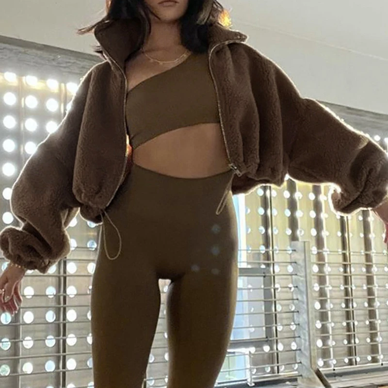 

Trendy Furry Polar Fleece Women Fall Winter Turtleneck Lambswool Fleece Drawstring Loose Outerwear Streetwear Y2K