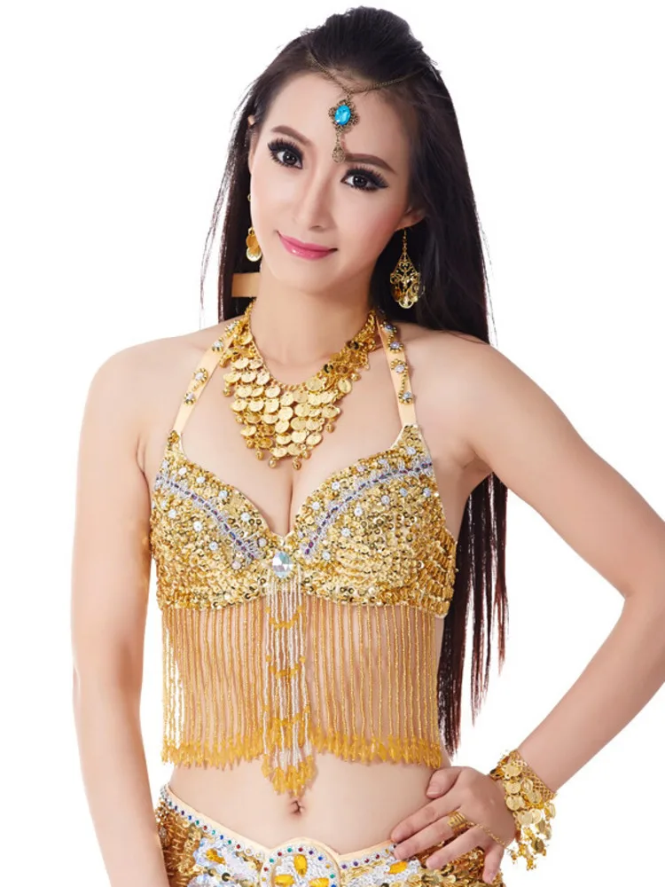

Sequins Sari Fantasia Jazz Tassel Street Dance Belly Dancer Latin Clothes Rhinestones Festival Vest Women Performance Top