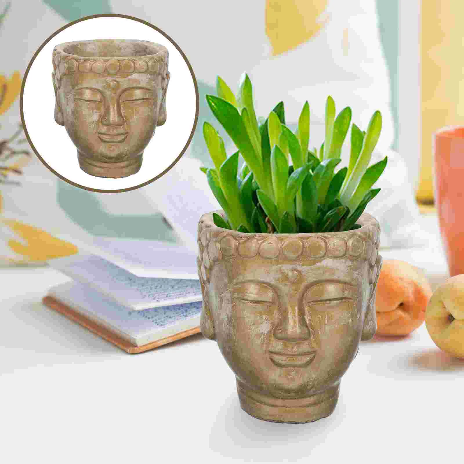 

Head Planter Pot Flower Pot Decor Cement Plant Pot Cement Succulent Plant Pot for Outdoor Flowers Decoration