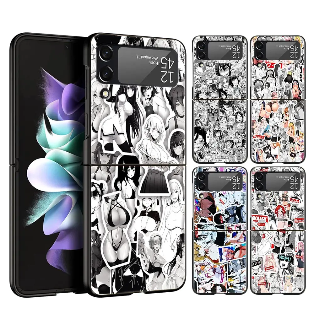 

Girl Hentai Sexy Luxury Phone Cover For Samsung Galaxy Z Flip Case Black For Samsung Z Flip 3 5G Hard PC Foldable Shell Fundas