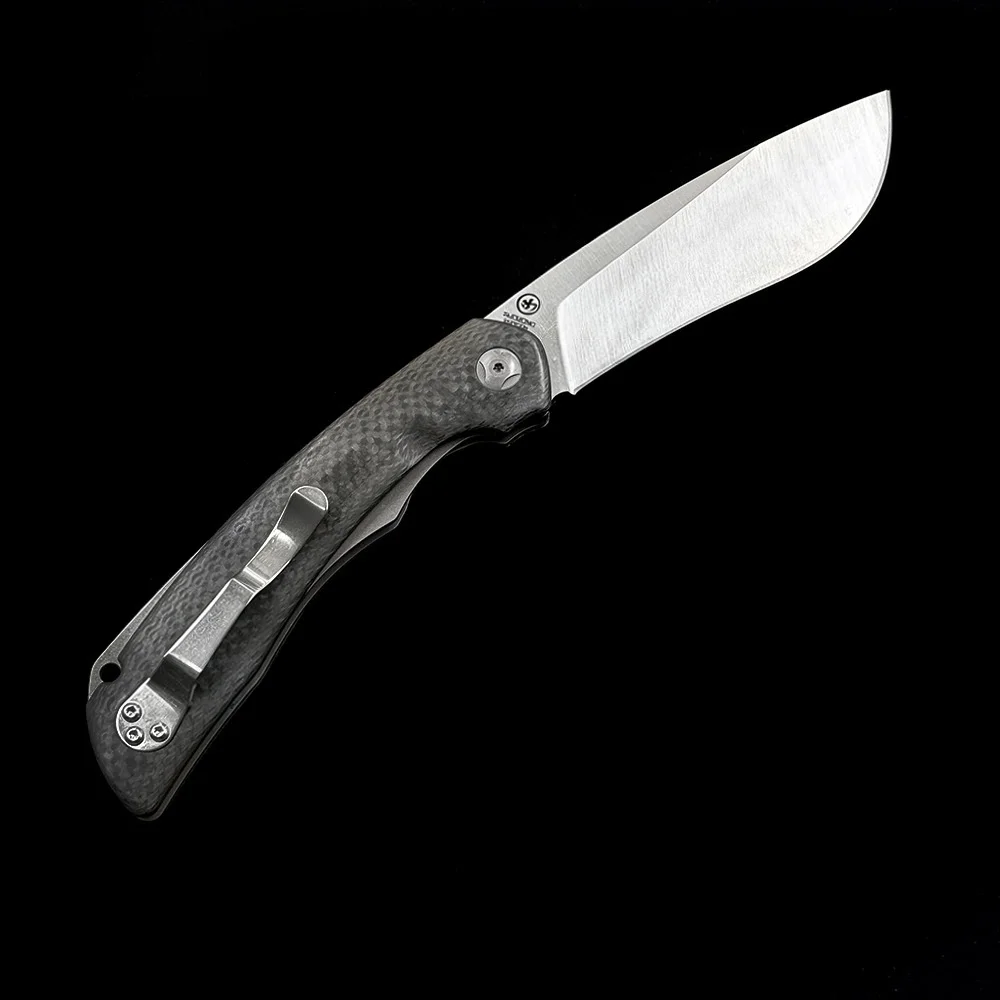 Фото Складной нож Free Wolf FW239 с клинком из стали CPM-20CV, рукоятью из карбонового волокна, на шарикоподшипниках, для выживания, охоты, повседневного ношения (EDC), кухонный, карманный нож №2