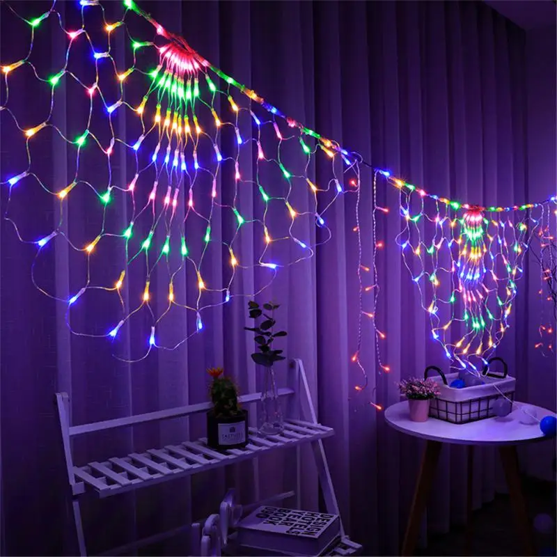 

Peacock Tail Mesh Net Led String Lights EU/US Plug Fairy Garland For Wedding Christmas New Year Party Creative Decoration 3m