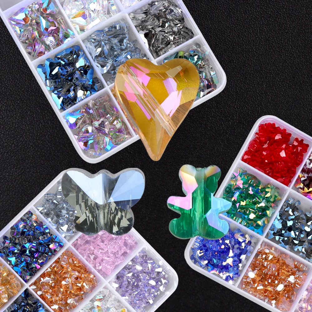 

30pcs Faceted Austria Crystal Beads Glitter AB Color MultiShape Glass Bead For Jewelry Making DIY Lamp Dress Decor Accessori